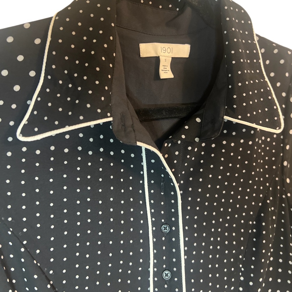 1901 Black & White Polka Dot Long Sleeve Dress - Picture 2 of 5